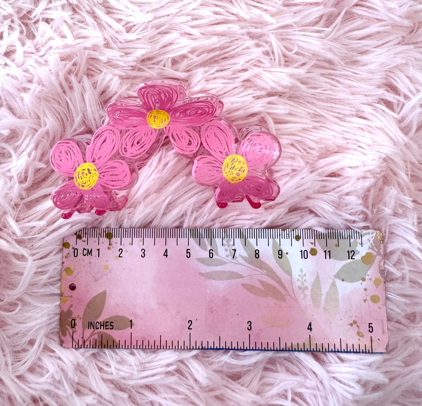 Pink Flower Scribbles Claw Clip